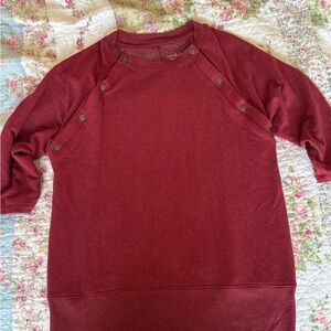 Burgundy Button-Detail Sweatshirt breastfeeding or pumping
